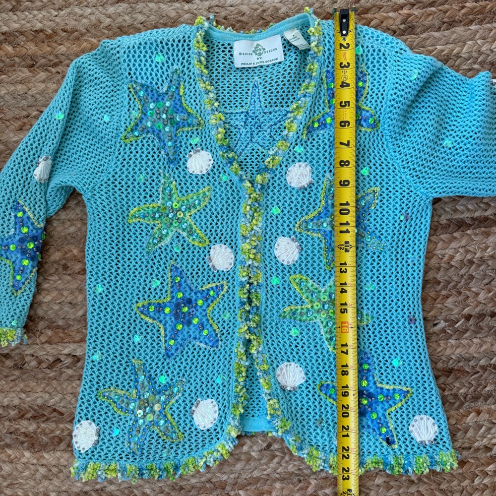 Design Options by Philip & Jane Gordon Size small Blue Beachy knit Sweater - Picture 7 of 8